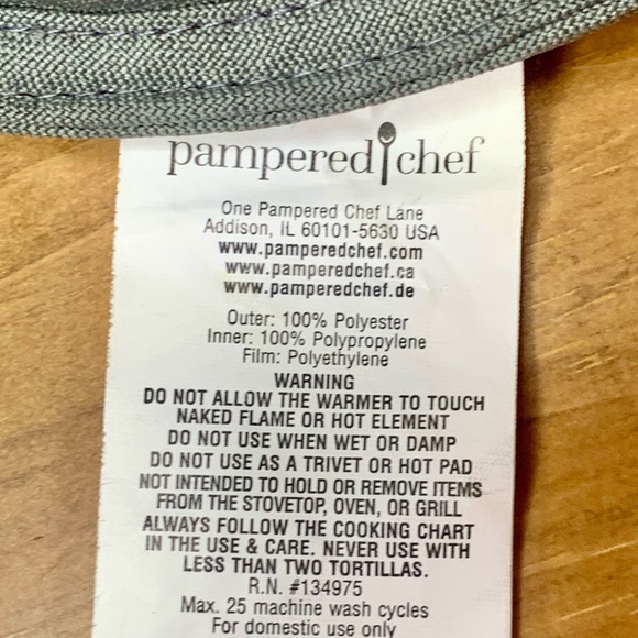 Pampered Chef Tortilla Warmer #100120 10 1/2 Inches Gray Cloth Microwave - Picture 6 of 6